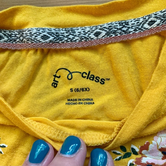 Girls Floral Design Yellow T-shirt - Picture 7 of 8